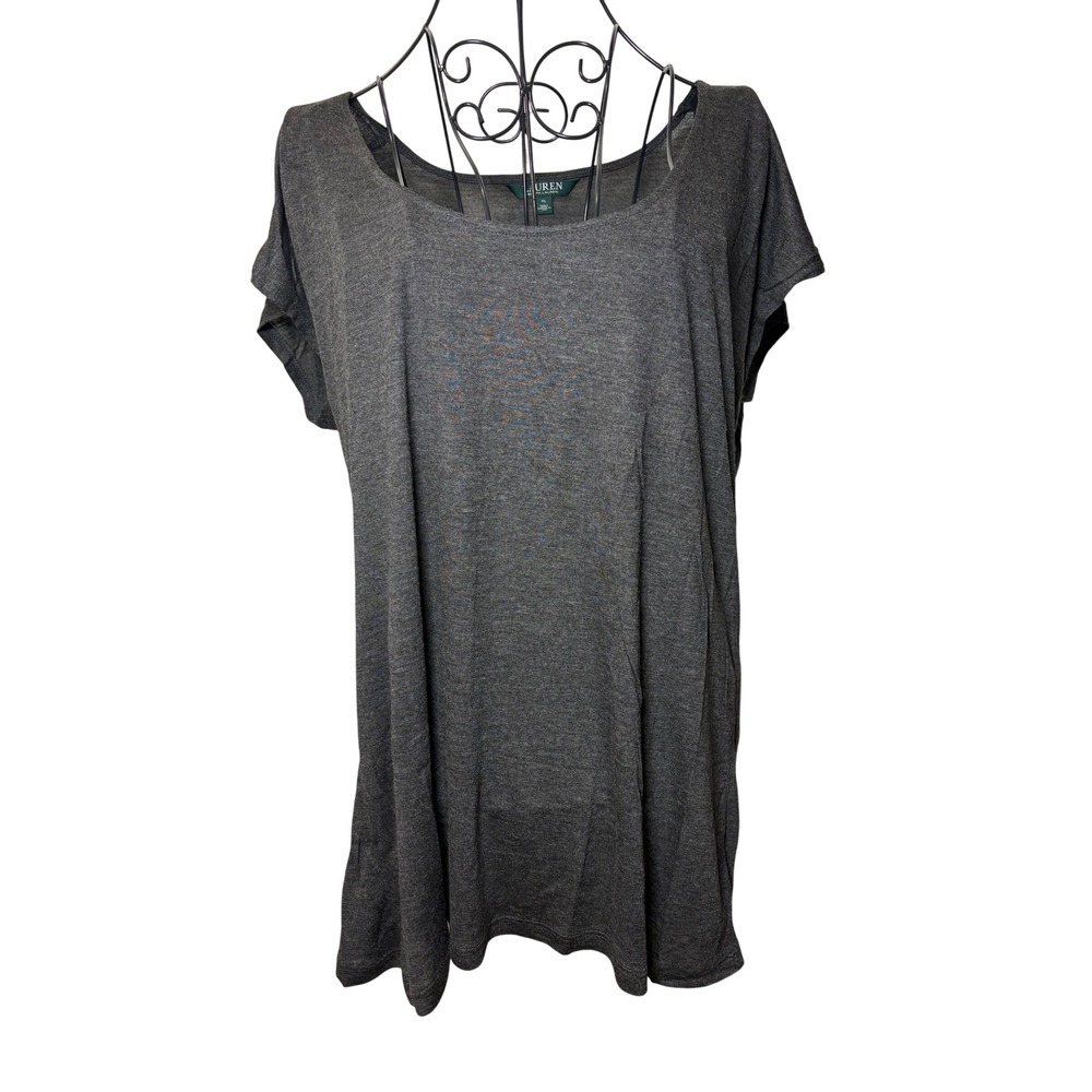 Lauren Ralph Lauren Womens XL Charcoal Gray Viscose Scoop Neck T-Shirt